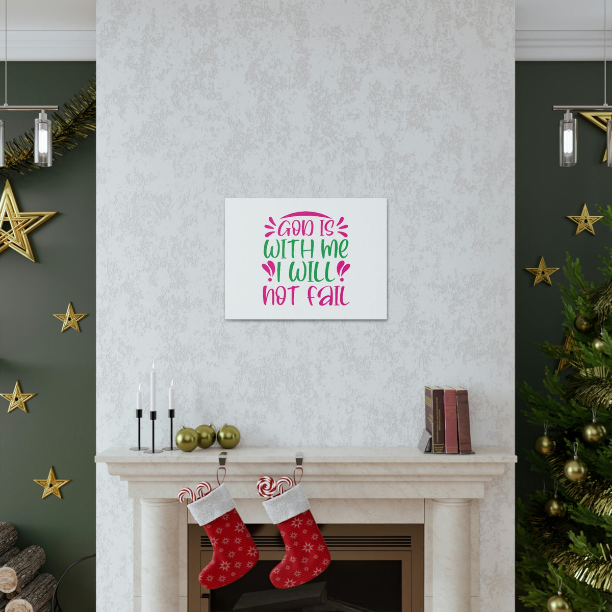 Scripture Walls God Is With Me, I Will Not Fail Psalm 46:5 Christian Wall Art Bible Verse Print Ready to Hang Unframed-Express Your Love Gifts