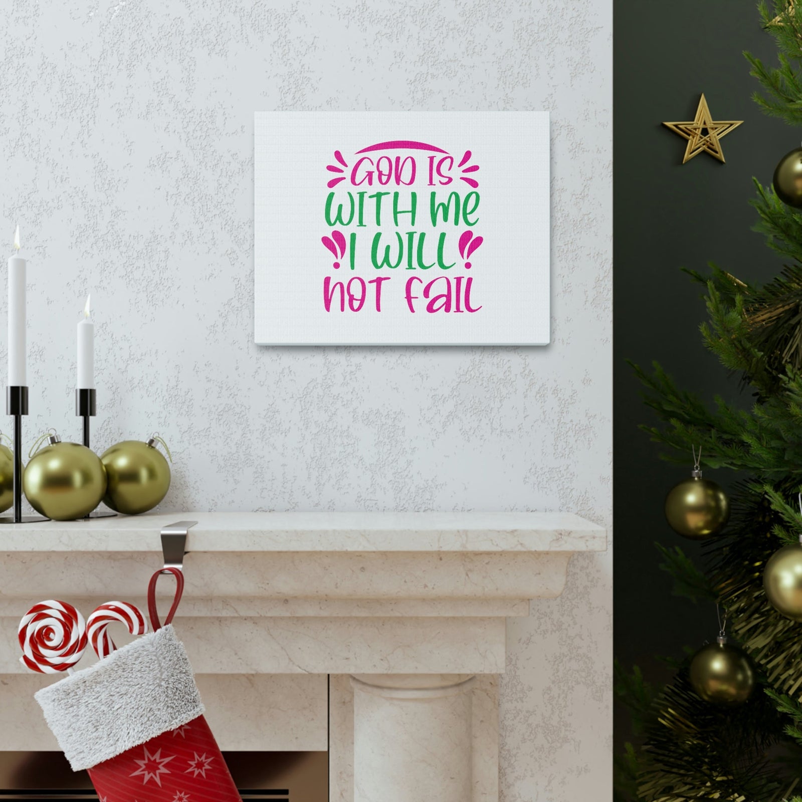 Scripture Walls God Is With Me, I Will Not Fail Psalm 46:5 Christian Wall Art Bible Verse Print Ready to Hang Unframed-Express Your Love Gifts