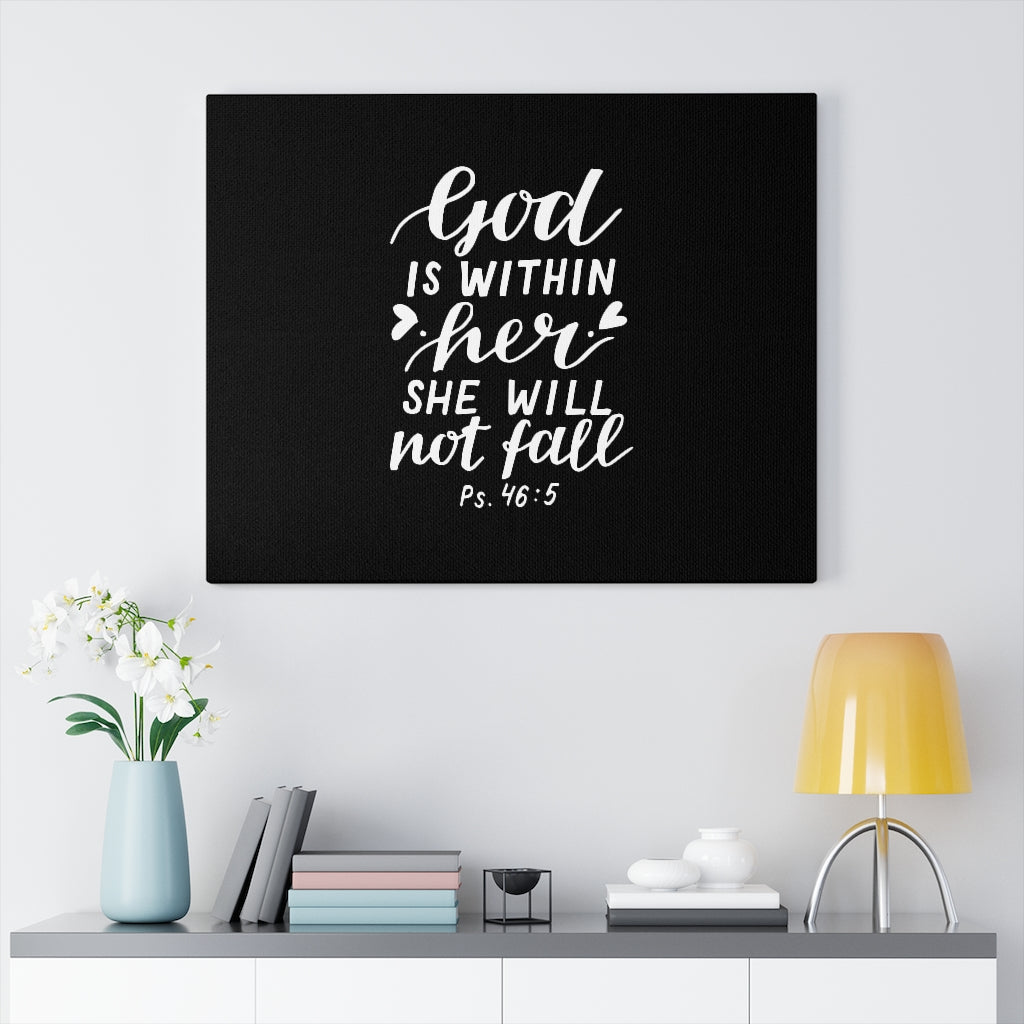 Scripture Walls God Is Within Her Psalm 46:5 Bible Verse Canvas Christian Wall Art Ready to Hang Unframed-Express Your Love Gifts