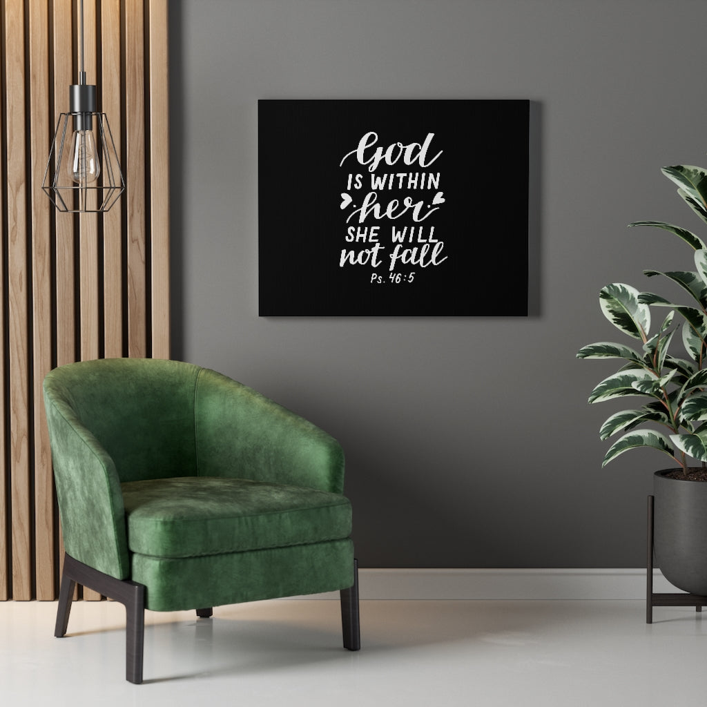Scripture Walls God Is Within Her Psalm 46:5 Bible Verse Canvas Christian Wall Art Ready to Hang Unframed-Express Your Love Gifts