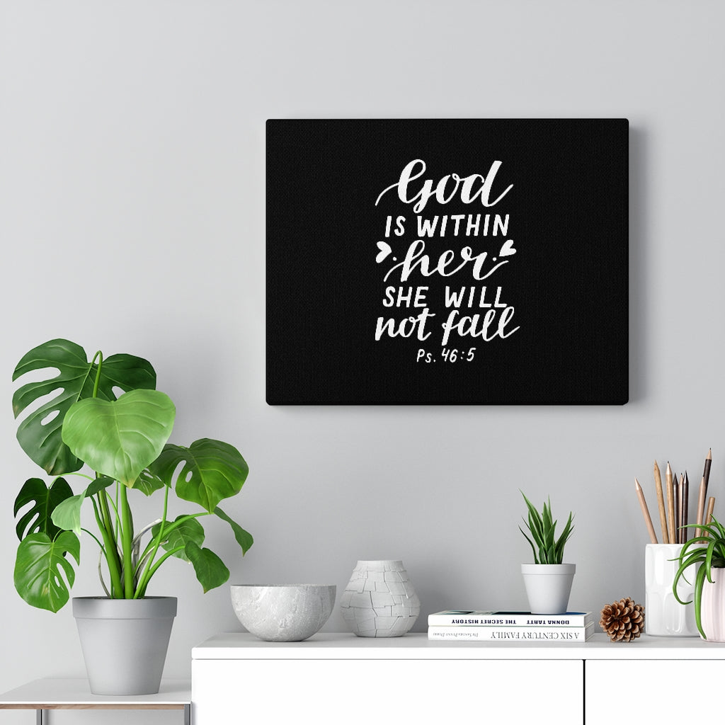 Scripture Walls God Is Within Her Psalm 46:5 Bible Verse Canvas Christian Wall Art Ready to Hang Unframed-Express Your Love Gifts