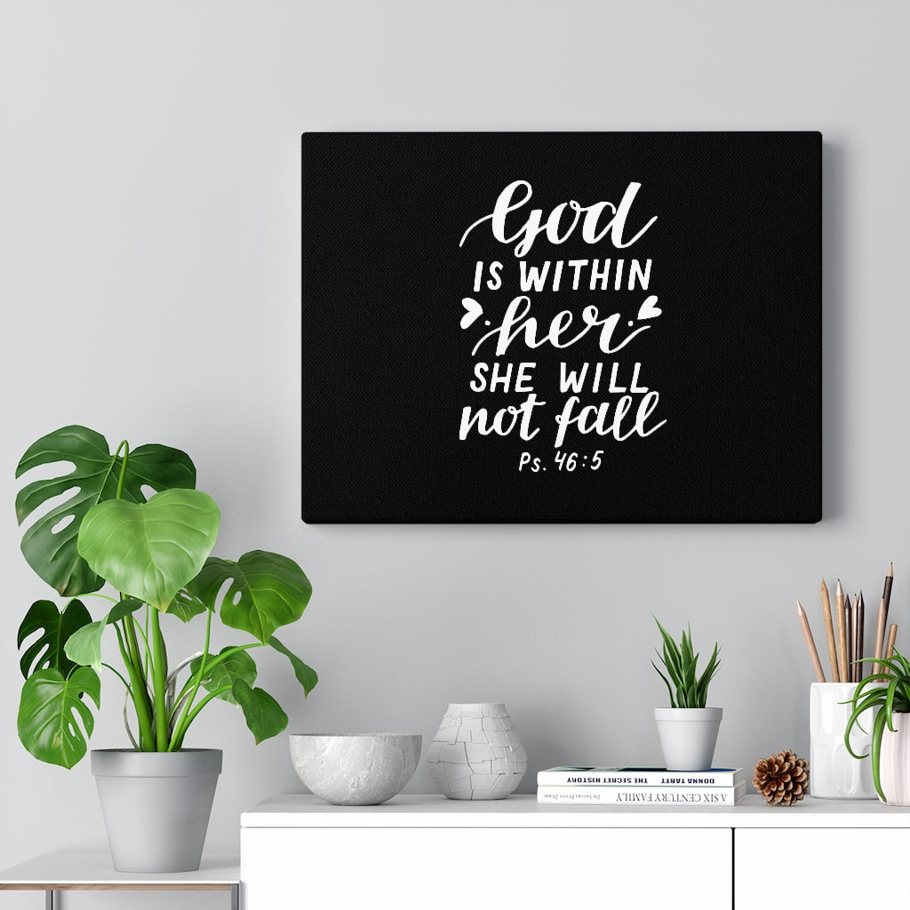 Scripture Walls God Is Within Her Psalm 46:5 Bible Verse Canvas Christian Wall Art Ready to Hang Unframed-Express Your Love Gifts