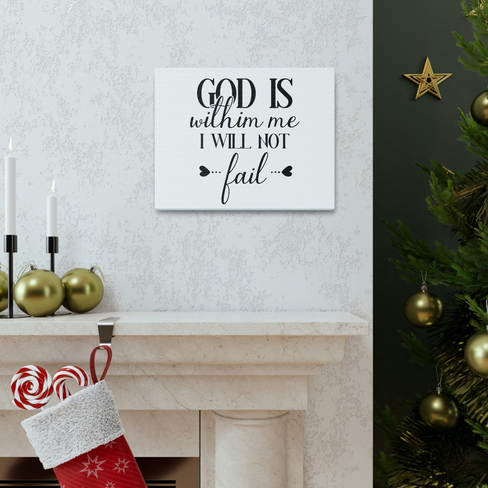 Scripture Walls God Is Within Me I Will Not Fail 2 Timothy 2:13 Hearts Christian Wall Art Print Ready to Hang Unframed-Express Your Love Gifts