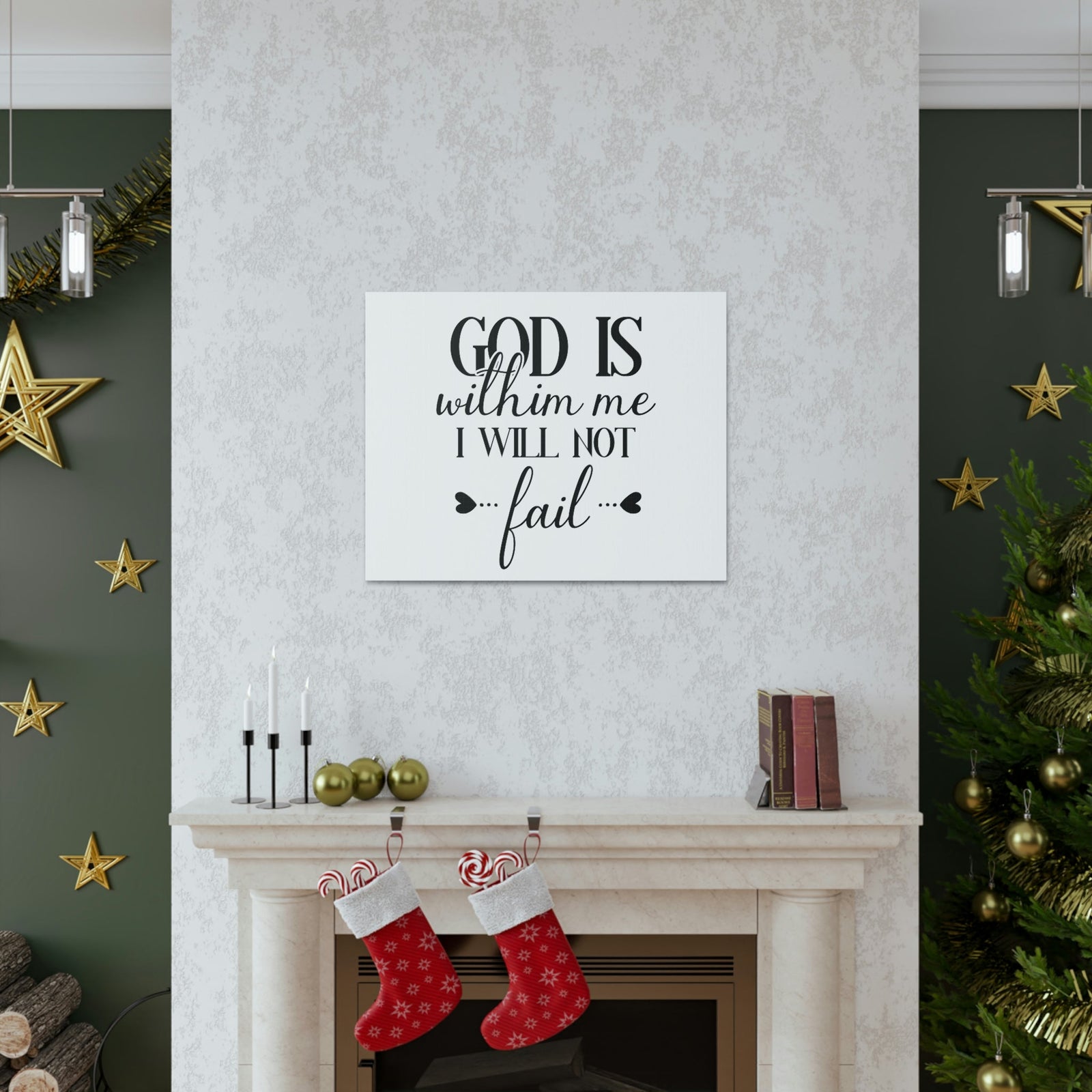 Scripture Walls God Is Within Me I Will Not Fail 2 Timothy 2:13 Hearts Christian Wall Art Print Ready to Hang Unframed-Express Your Love Gifts