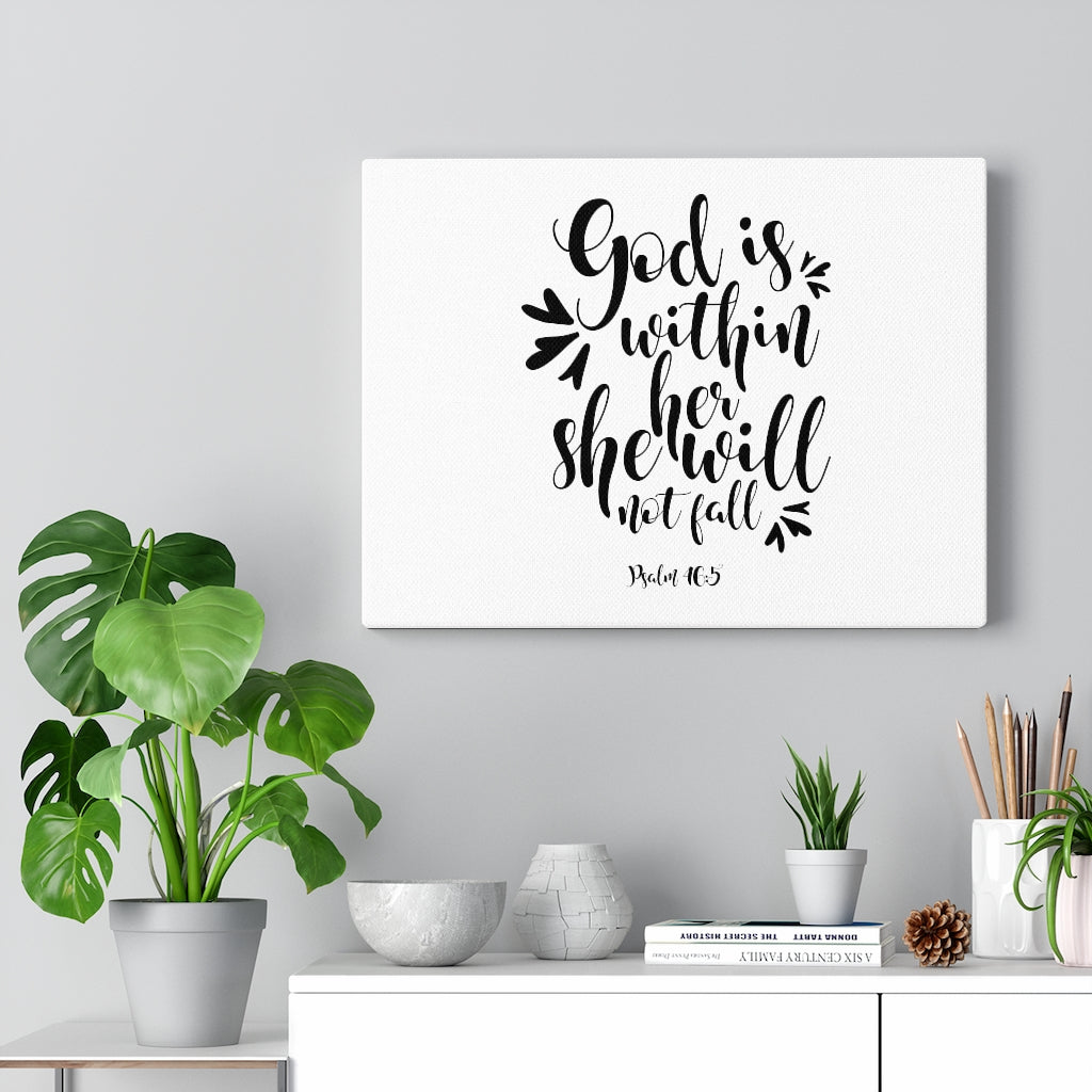 Scripture Walls God Is Within Psalm 46:5 Bible Verse Canvas Christian Wall Art Ready to Hang Unframed-Express Your Love Gifts