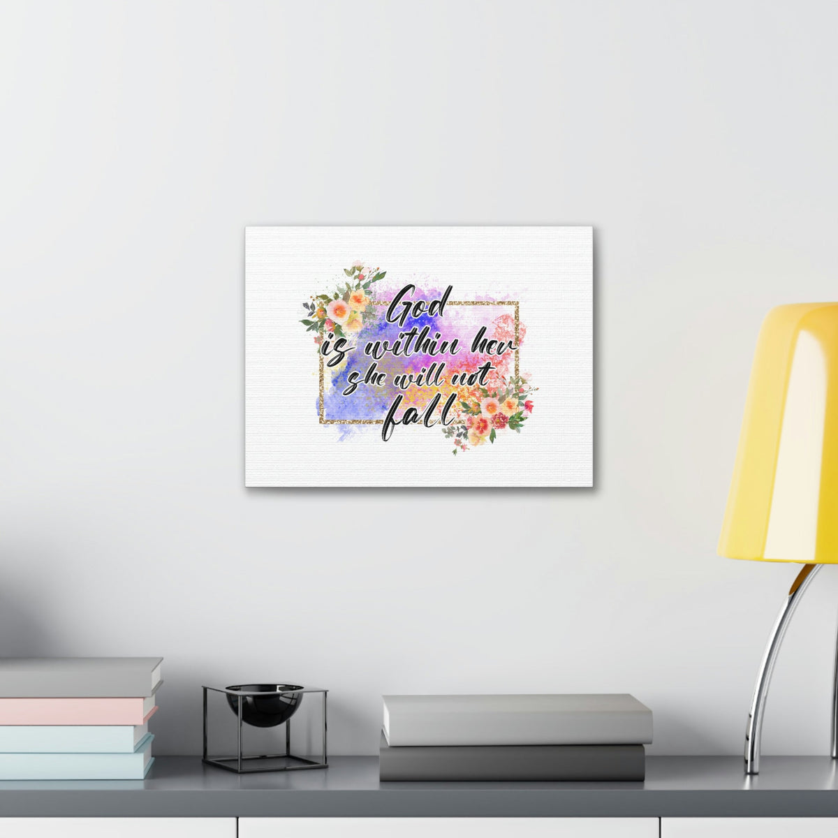 Scripture Walls God Is Within Psalms 46:5 Flowers Christian Wall Art Bible Verse Print Ready to Hang Unframed-Express Your Love Gifts