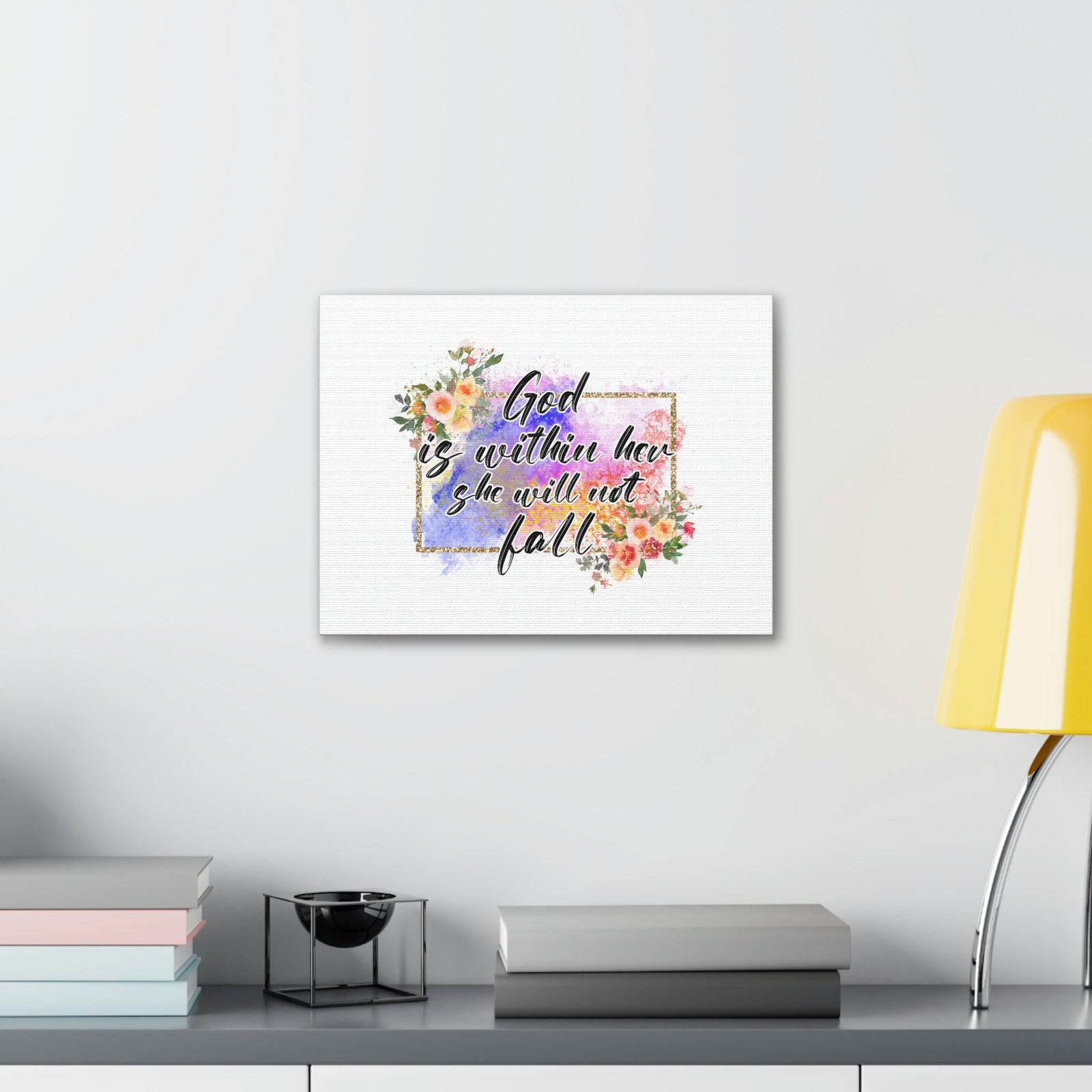 Scripture Walls God Is Within Psalms 46:5 Flowers Christian Wall Art Bible Verse Print Ready to Hang Unframed-Express Your Love Gifts