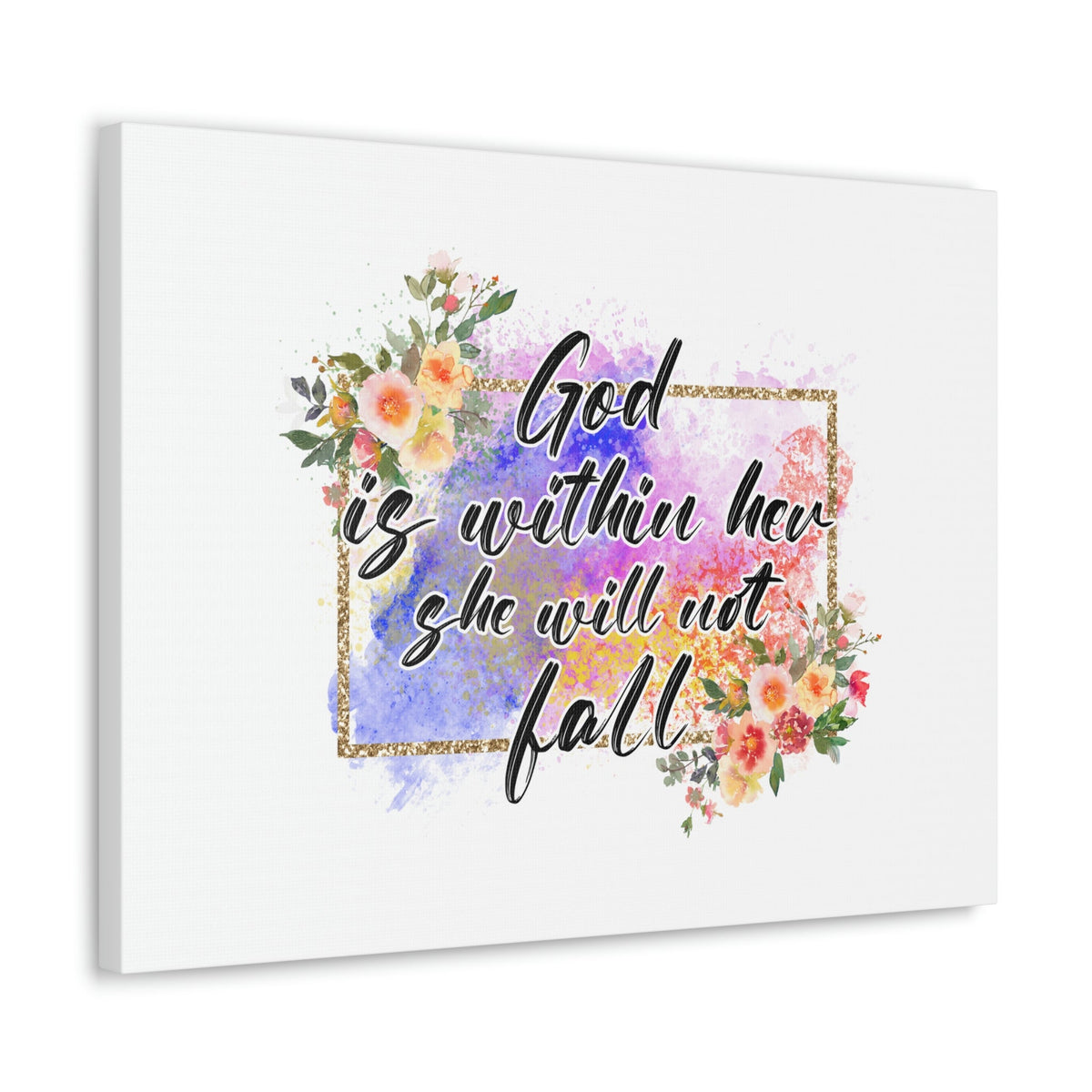 Scripture Walls God Is Within Psalms 46:5 Flowers Christian Wall Art Bible Verse Print Ready to Hang Unframed-Express Your Love Gifts