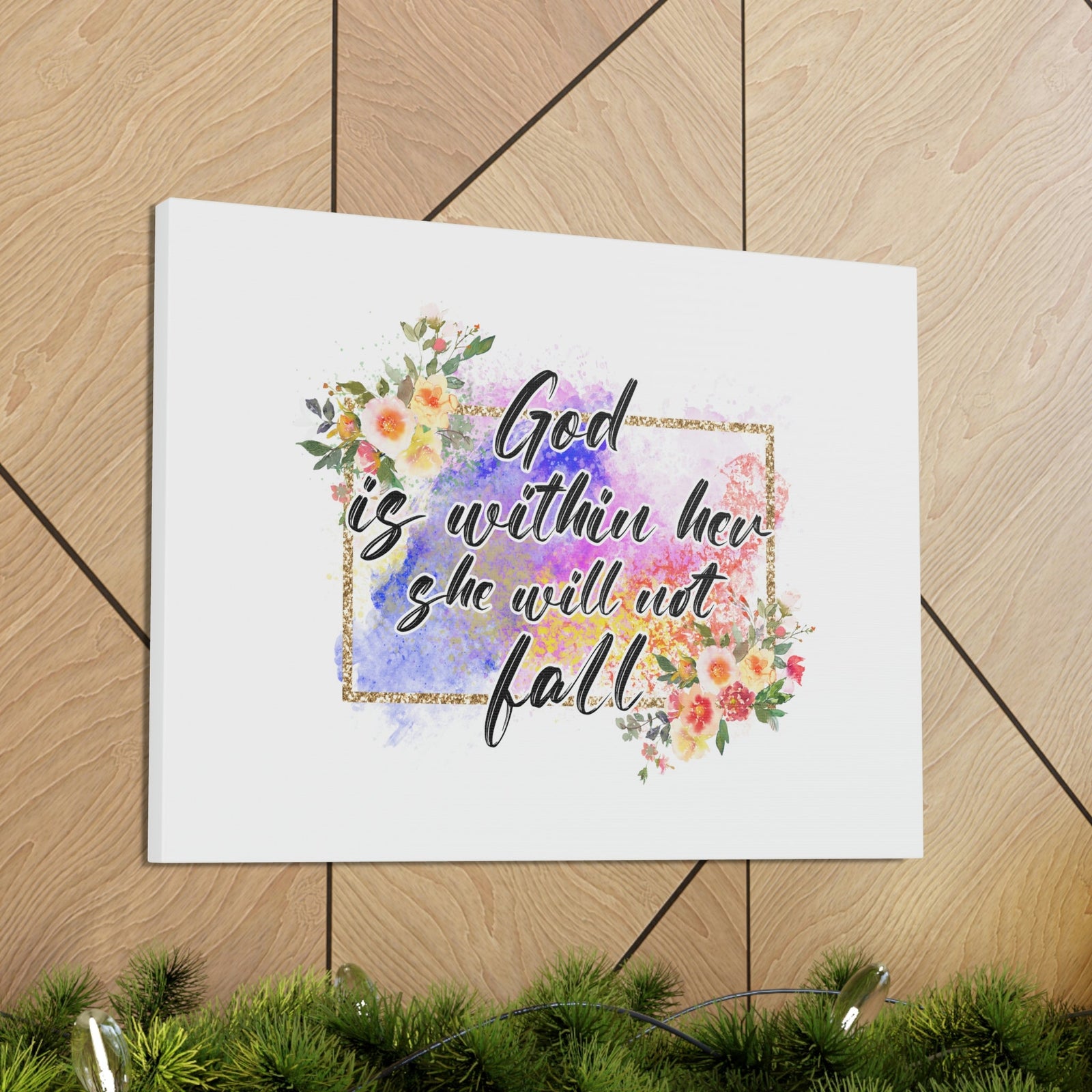 Scripture Walls God Is Within Psalms 46:5 Flowers Christian Wall Art Bible Verse Print Ready to Hang Unframed-Express Your Love Gifts