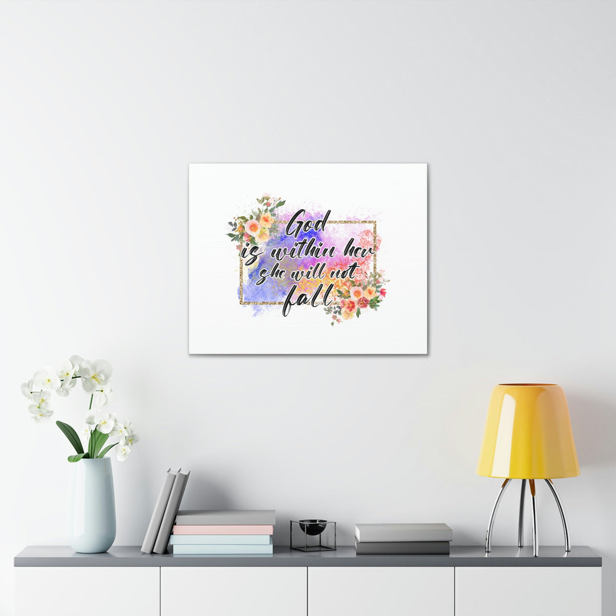 Scripture Walls God Is Within Psalms 46:5 Flowers Christian Wall Art Bible Verse Print Ready to Hang Unframed-Express Your Love Gifts