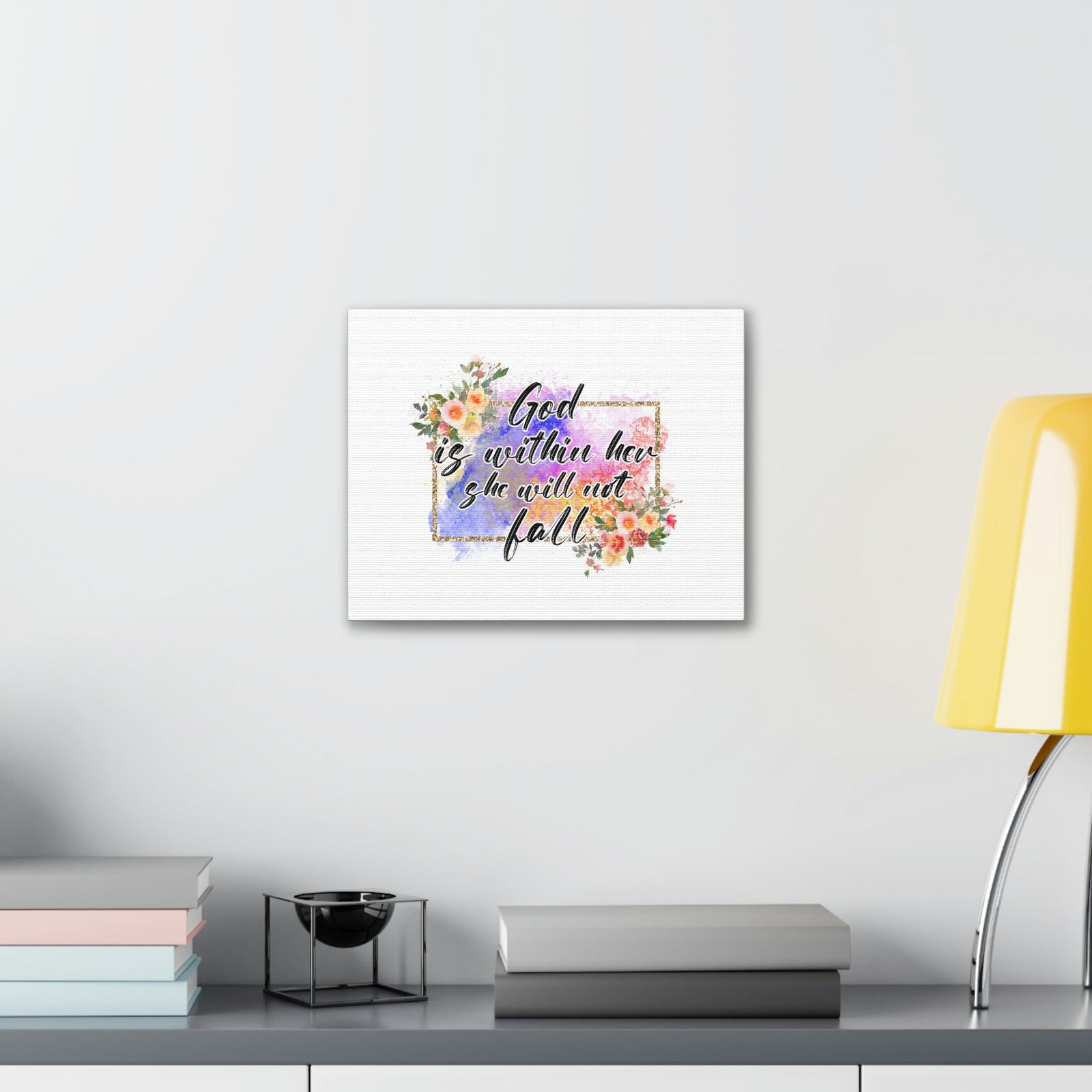 Scripture Walls God Is Within Psalms 46:5 Flowers Christian Wall Art Bible Verse Print Ready to Hang Unframed-Express Your Love Gifts