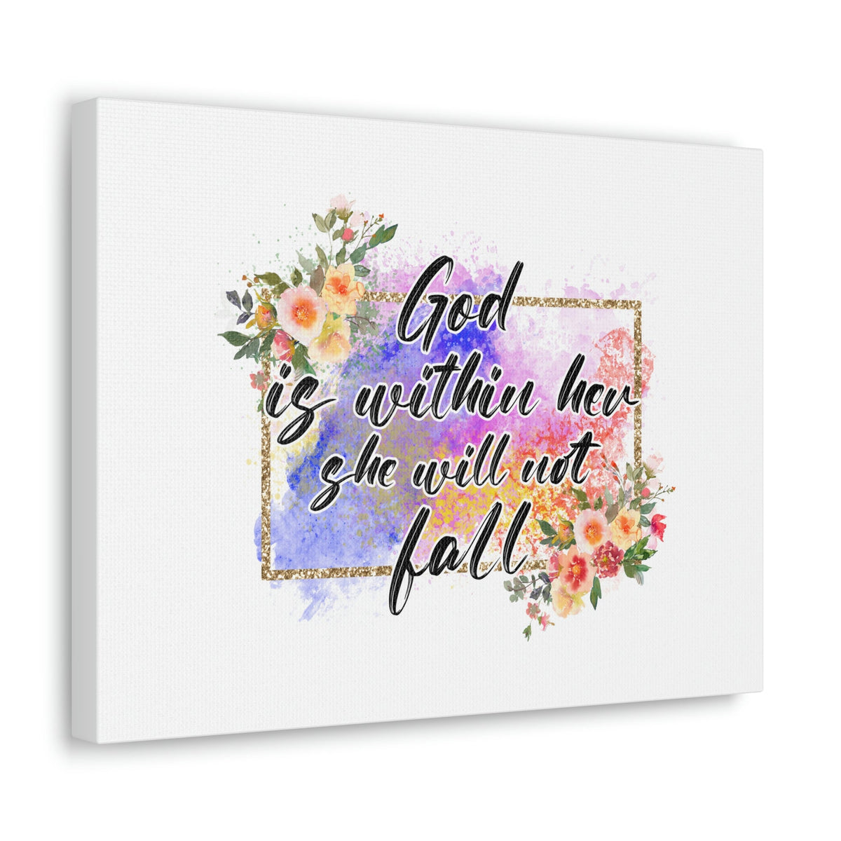 Scripture Walls God Is Within Psalms 46:5 Flowers Christian Wall Art Bible Verse Print Ready to Hang Unframed-Express Your Love Gifts