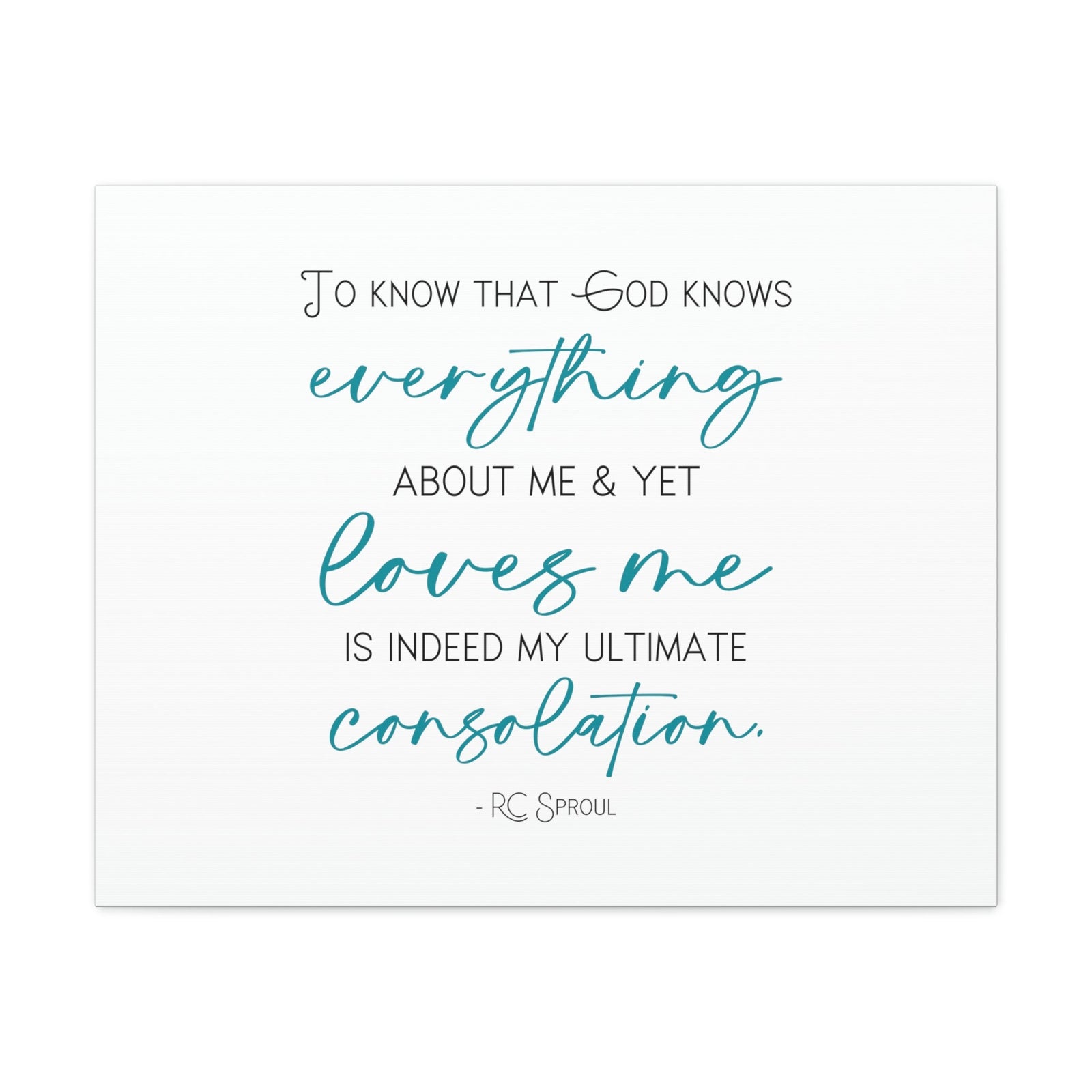 Scripture Walls God Knows Everything RC Sproul John 10:15 Light Blue Bible Canvas Christian Wall Art Ready to Hang Unframed-Express Your Love Gifts