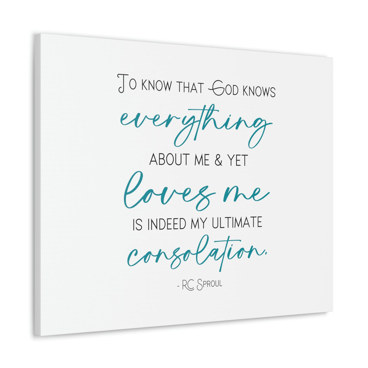 Scripture Walls God Knows Everything RC Sproul John 10:15 Light Blue Bible Canvas Christian Wall Art Ready to Hang Unframed-Express Your Love Gifts