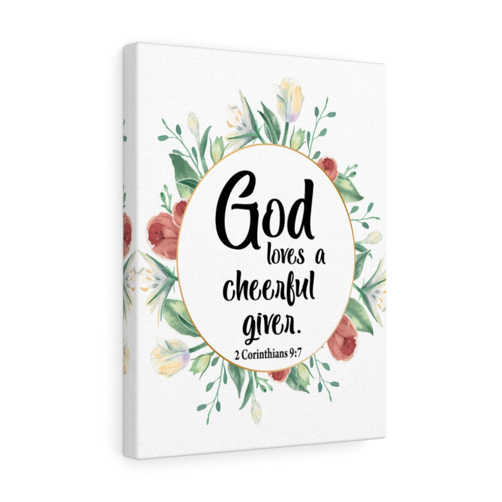 Scripture Walls God Loves a Cheerful Giver 2 Corinthians 9:7 Bible Verse Canvas Christian Wall Art Ready to Hang Unframed-Express Your Love Gifts