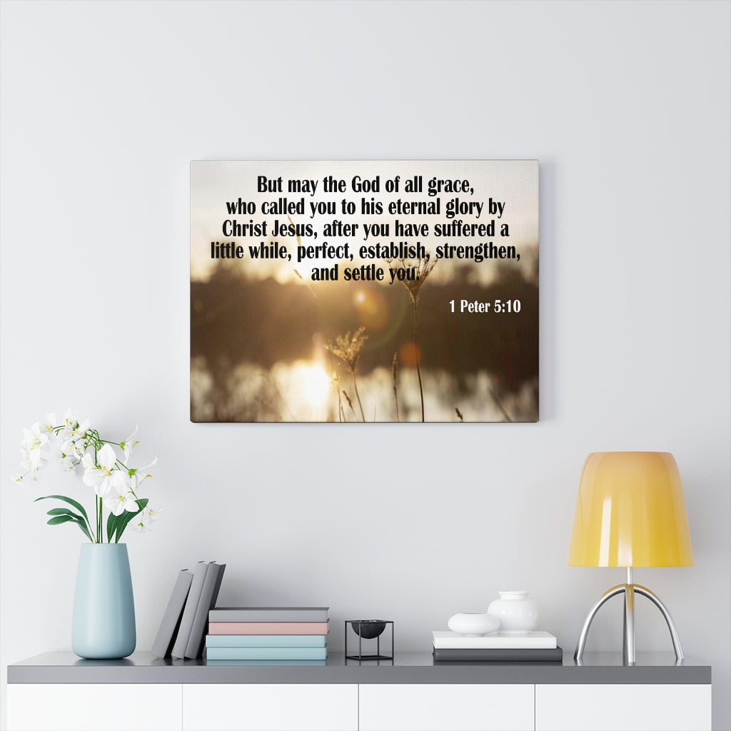 Scripture Walls God of All Grace 1 Peter 5:10 Bible Verse Canvas Christian Wall Art Ready to Hang Unframed-Express Your Love Gifts