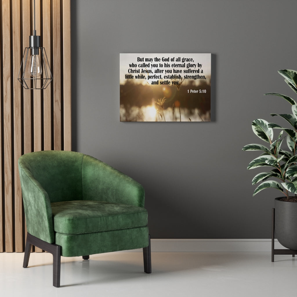 Scripture Walls God of All Grace 1 Peter 5:10 Bible Verse Canvas Christian Wall Art Ready to Hang Unframed-Express Your Love Gifts
