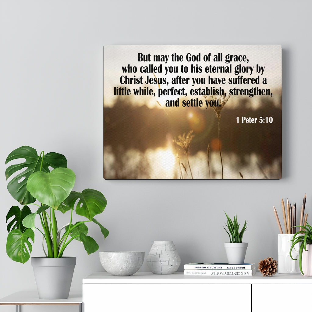 Scripture Walls God of All Grace 1 Peter 5:10 Bible Verse Canvas Christian Wall Art Ready to Hang Unframed-Express Your Love Gifts