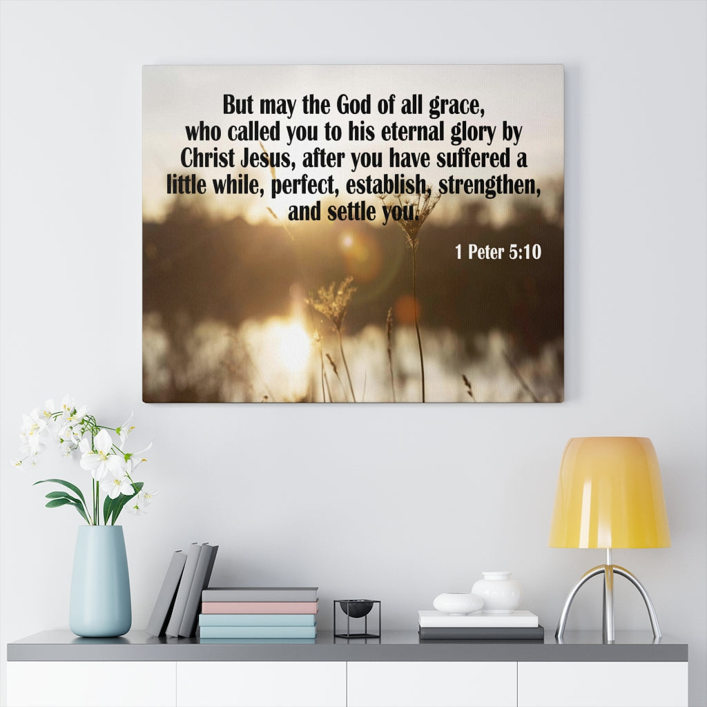 Scripture Walls God of All Grace 1 Peter 5:10 Bible Verse Canvas Christian Wall Art Ready to Hang Unframed-Express Your Love Gifts