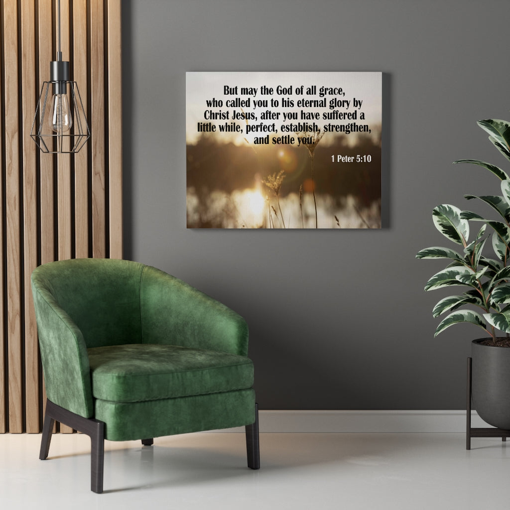 Scripture Walls God of All Grace 1 Peter 5:10 Bible Verse Canvas Christian Wall Art Ready to Hang Unframed-Express Your Love Gifts