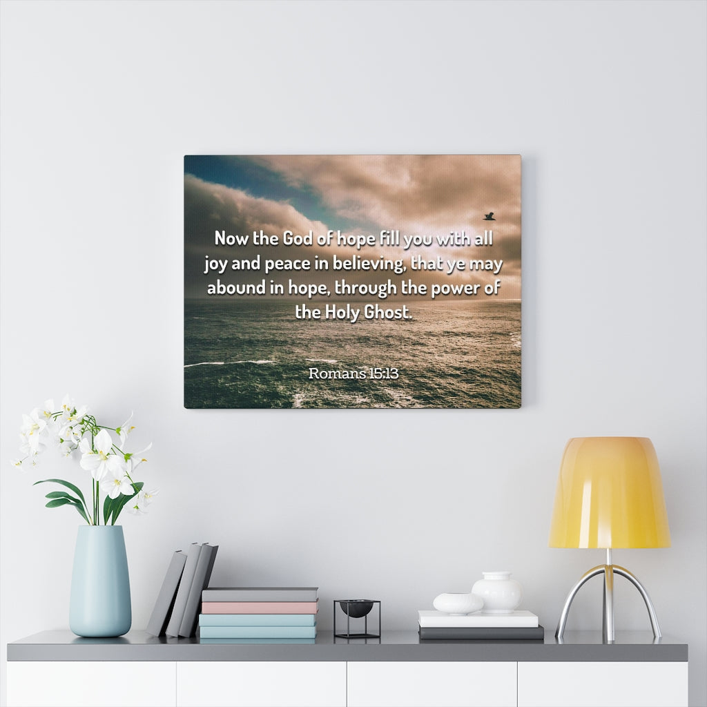 Scripture Walls God Of Hope Romans 15:13 Clouds Bible Verse Canvas Christian Wall Art Ready to Hang Unframed-Express Your Love Gifts