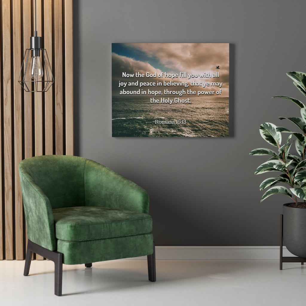 Scripture Walls God Of Hope Romans 15:13 Clouds Bible Verse Canvas Christian Wall Art Ready to Hang Unframed-Express Your Love Gifts