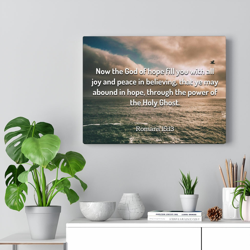 Scripture Walls God Of Hope Romans 15:13 Clouds Bible Verse Canvas Christian Wall Art Ready to Hang Unframed-Express Your Love Gifts