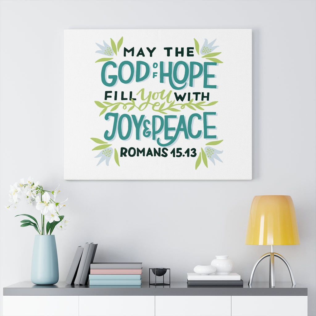 Scripture Walls God Of Hope Romans 45:43 Bible Verse Canvas Christian Wall Art Ready to Hang Unframed-Express Your Love Gifts