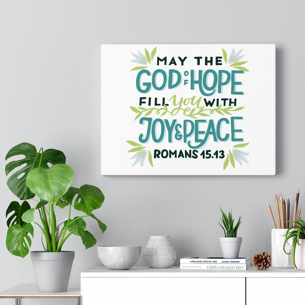 Scripture Walls God Of Hope Romans 45:43 Bible Verse Canvas Christian Wall Art Ready to Hang Unframed-Express Your Love Gifts