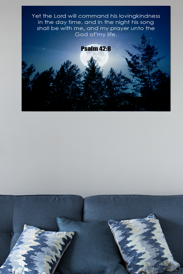 Scripture Walls God of My Life Psalm 42:8 Bible Verse Canvas Christian Wall Art Ready to Hang Unframed-Express Your Love Gifts