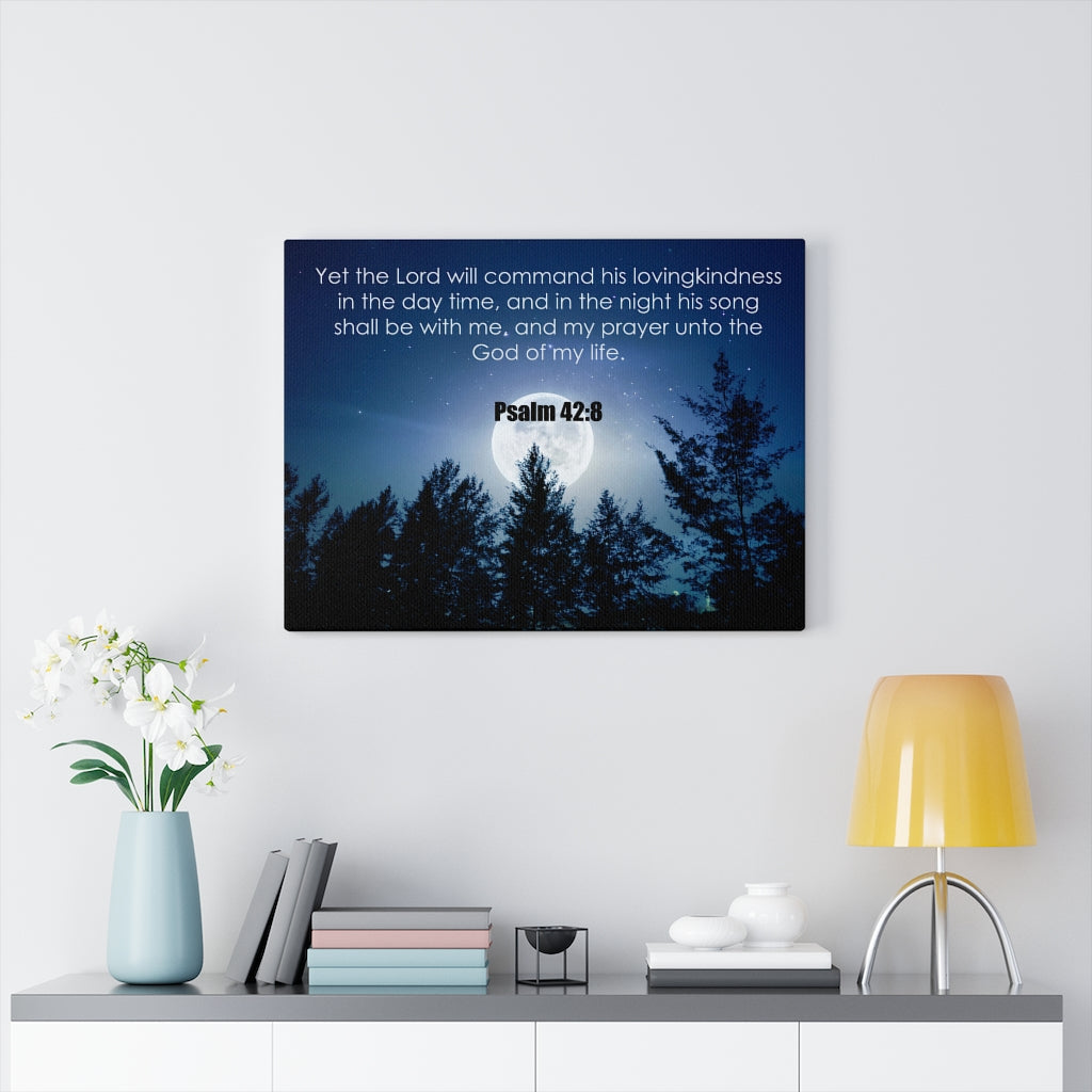 Scripture Walls God of My Life Psalm 42:8 Bible Verse Canvas Christian Wall Art Ready to Hang Unframed-Express Your Love Gifts