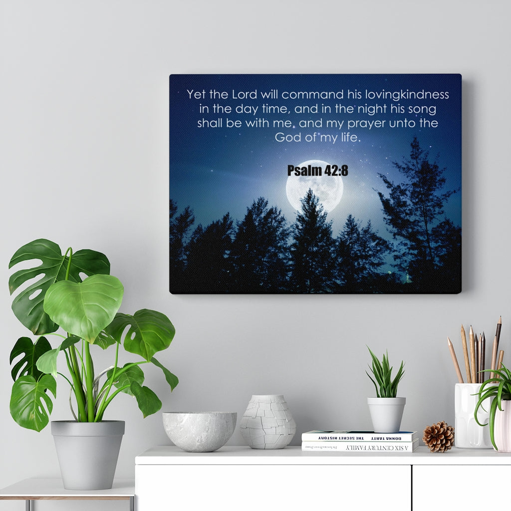 Scripture Walls God of My Life Psalm 42:8 Bible Verse Canvas Christian Wall Art Ready to Hang Unframed-Express Your Love Gifts