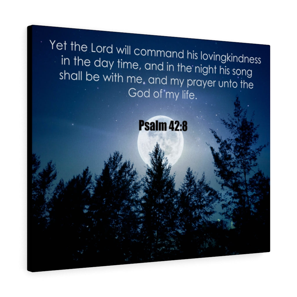 Scripture Walls God of My Life Psalm 42:8 Bible Verse Canvas Christian Wall Art Ready to Hang Unframed-Express Your Love Gifts