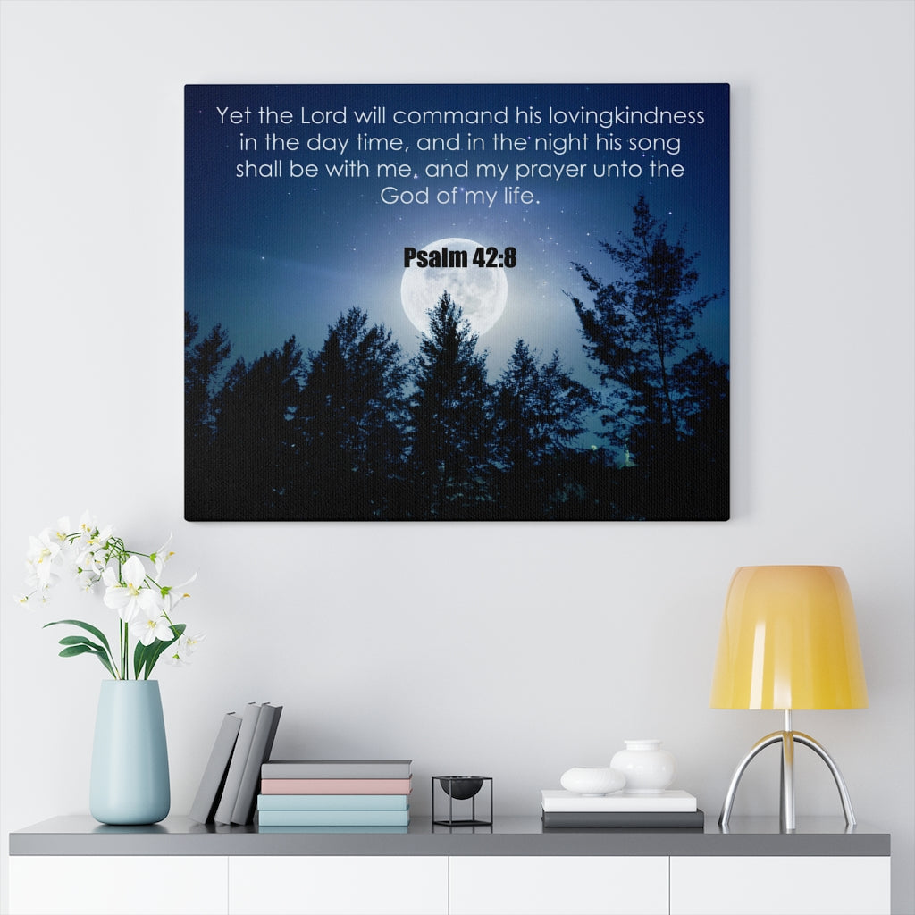 Scripture Walls God of My Life Psalm 42:8 Bible Verse Canvas Christian Wall Art Ready to Hang Unframed-Express Your Love Gifts