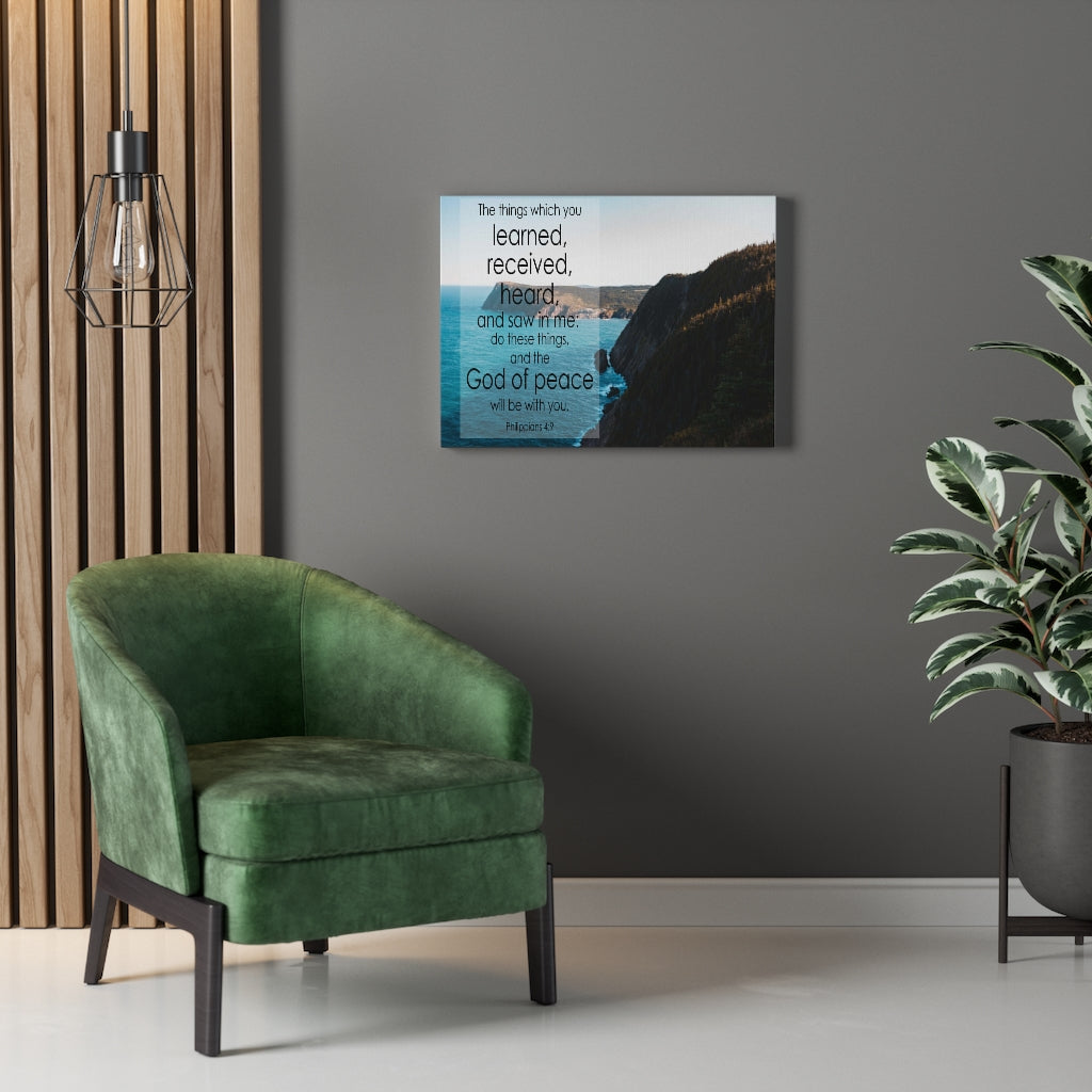 Scripture Walls God of Peace Will Be With You Philippians 4:9 Bible Verse Canvas Christian Wall Art Ready to Hang Unframed-Express Your Love Gifts