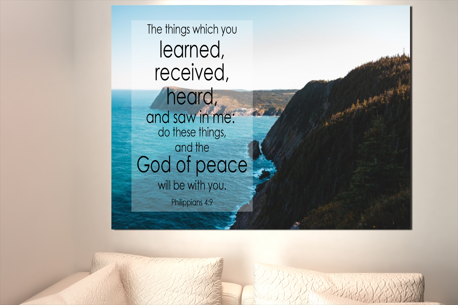 Scripture Walls God of Peace Will Be With You Philippians 4:9 Bible Verse Canvas Christian Wall Art Ready to Hang Unframed-Express Your Love Gifts