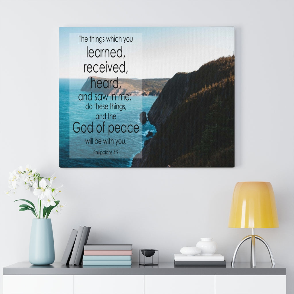 Scripture Walls God of Peace Will Be With You Philippians 4:9 Bible Verse Canvas Christian Wall Art Ready to Hang Unframed-Express Your Love Gifts