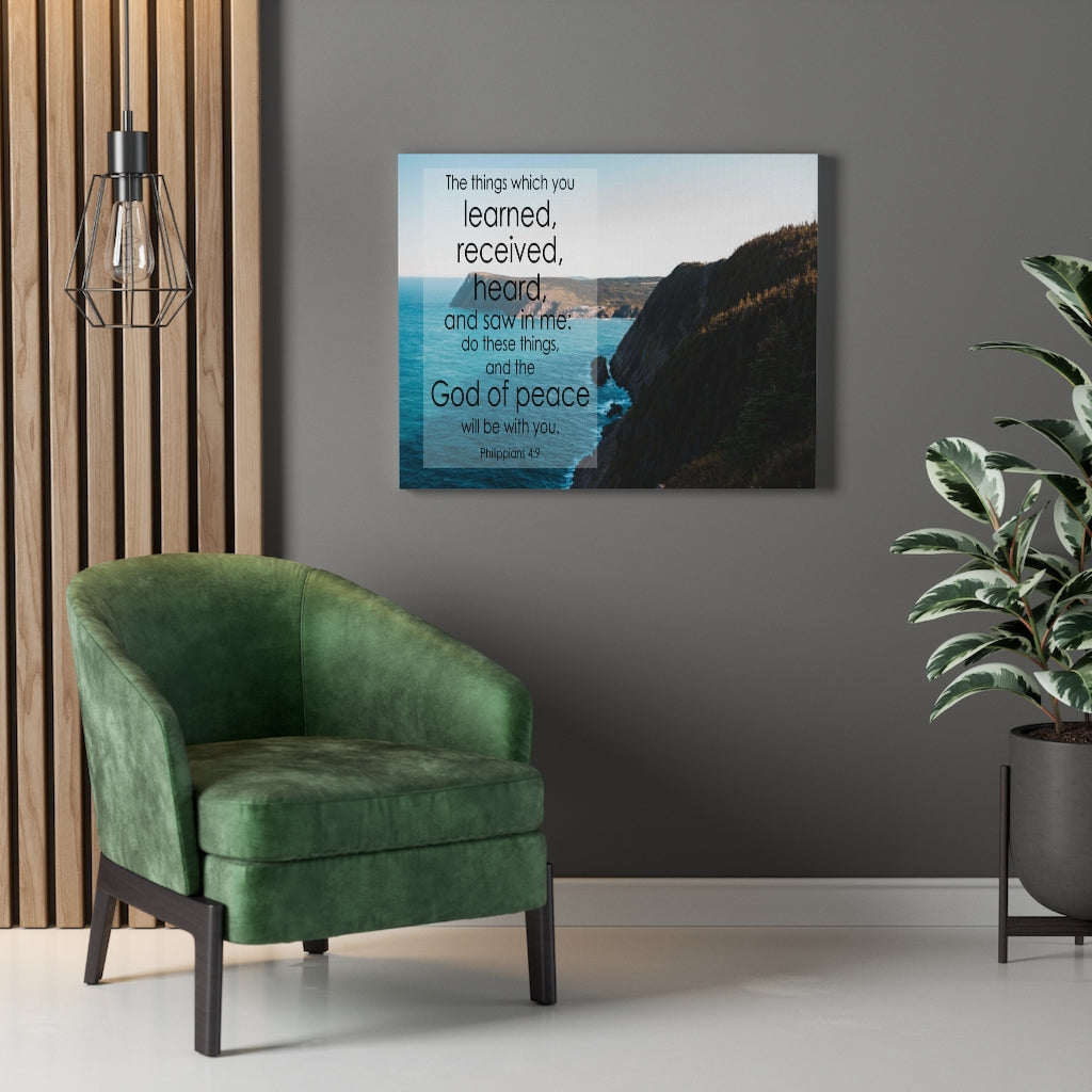 Scripture Walls God of Peace Will Be With You Philippians 4:9 Bible Verse Canvas Christian Wall Art Ready to Hang Unframed-Express Your Love Gifts