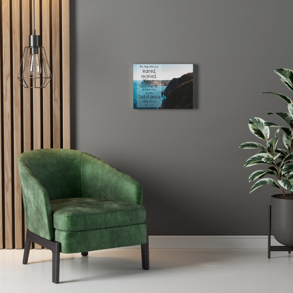 Scripture Walls God of Peace Will Be With You Philippians 4:9 Bible Verse Canvas Christian Wall Art Ready to Hang Unframed-Express Your Love Gifts