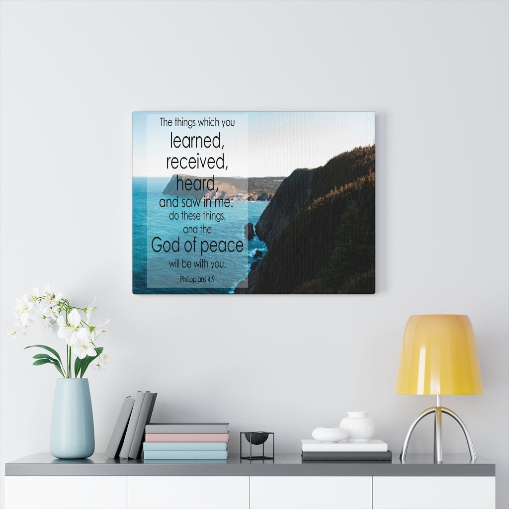 Scripture Walls God of Peace Will Be With You Philippians 4:9 Bible Verse Canvas Christian Wall Art Ready to Hang Unframed-Express Your Love Gifts