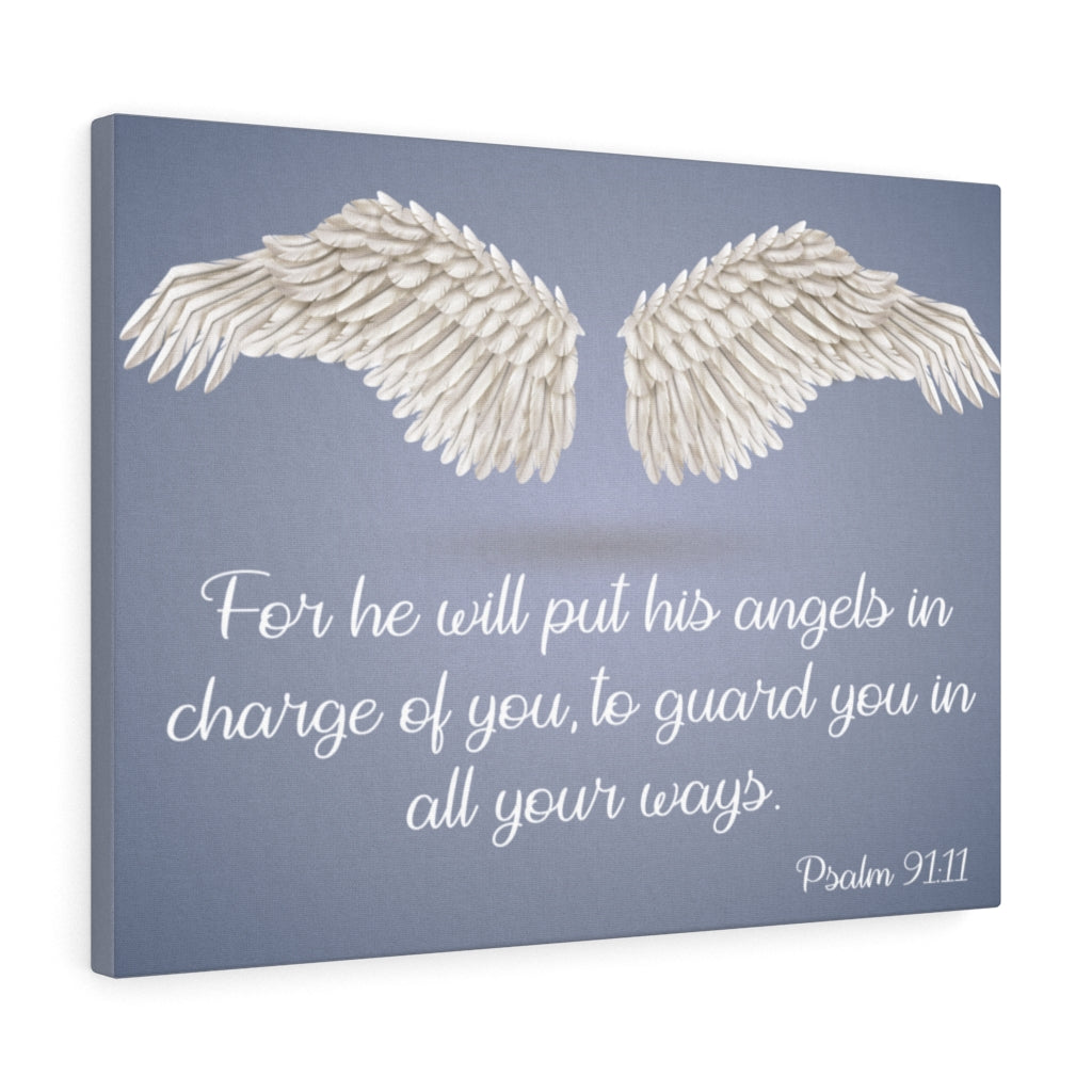 Scripture Walls God's Angels Psalm 91:11 Bible Verse Canvas Christian Wall Art Ready to Hang Unframed-Express Your Love Gifts