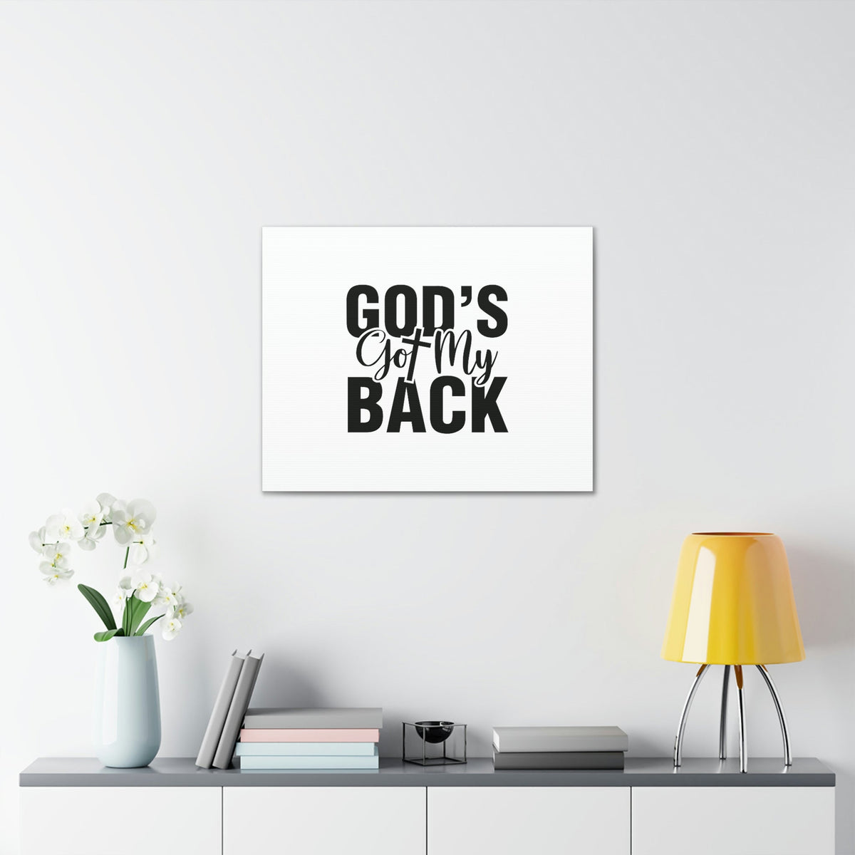 Scripture Walls God's Got My Back 1 John 4:16 White Christian Wall Art Bible Verse Print Ready to Hang Unframed-Express Your Love Gifts