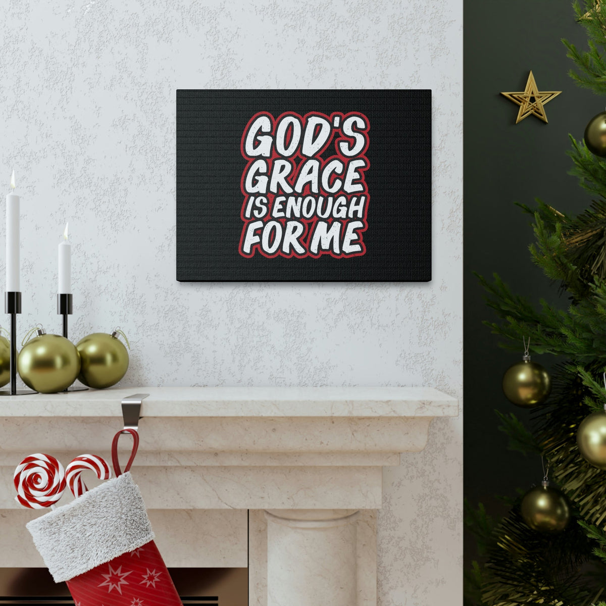 Scripture Walls God's Grace 2 Corinthians 12:9 Black Christian Wall Art Bible Verse Print Ready to Hang Unframed-Express Your Love Gifts
