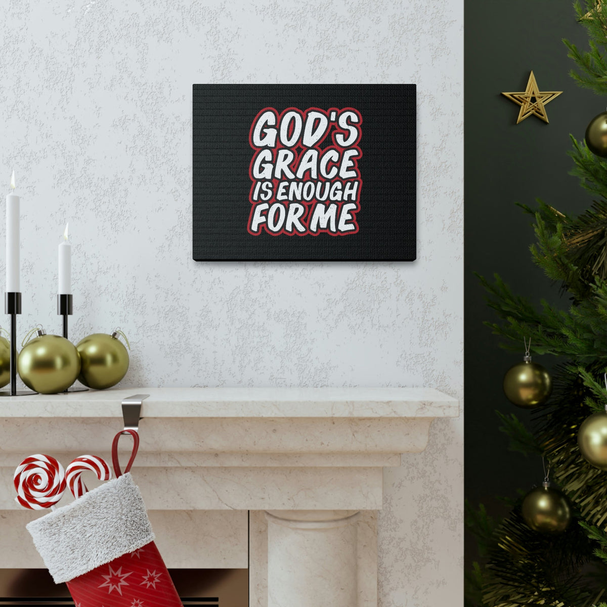 Scripture Walls God's Grace 2 Corinthians 12:9 Black Christian Wall Art Bible Verse Print Ready to Hang Unframed-Express Your Love Gifts