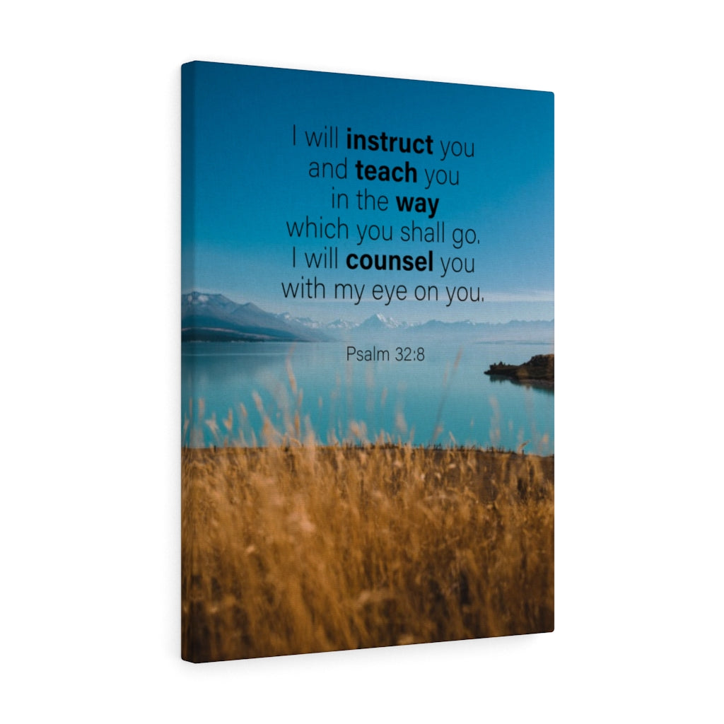 Scripture Walls God's Instruction Psalm 32:8 Bible Verse Canvas Christian Wall Art Ready to Hang Unframed-Express Your Love Gifts