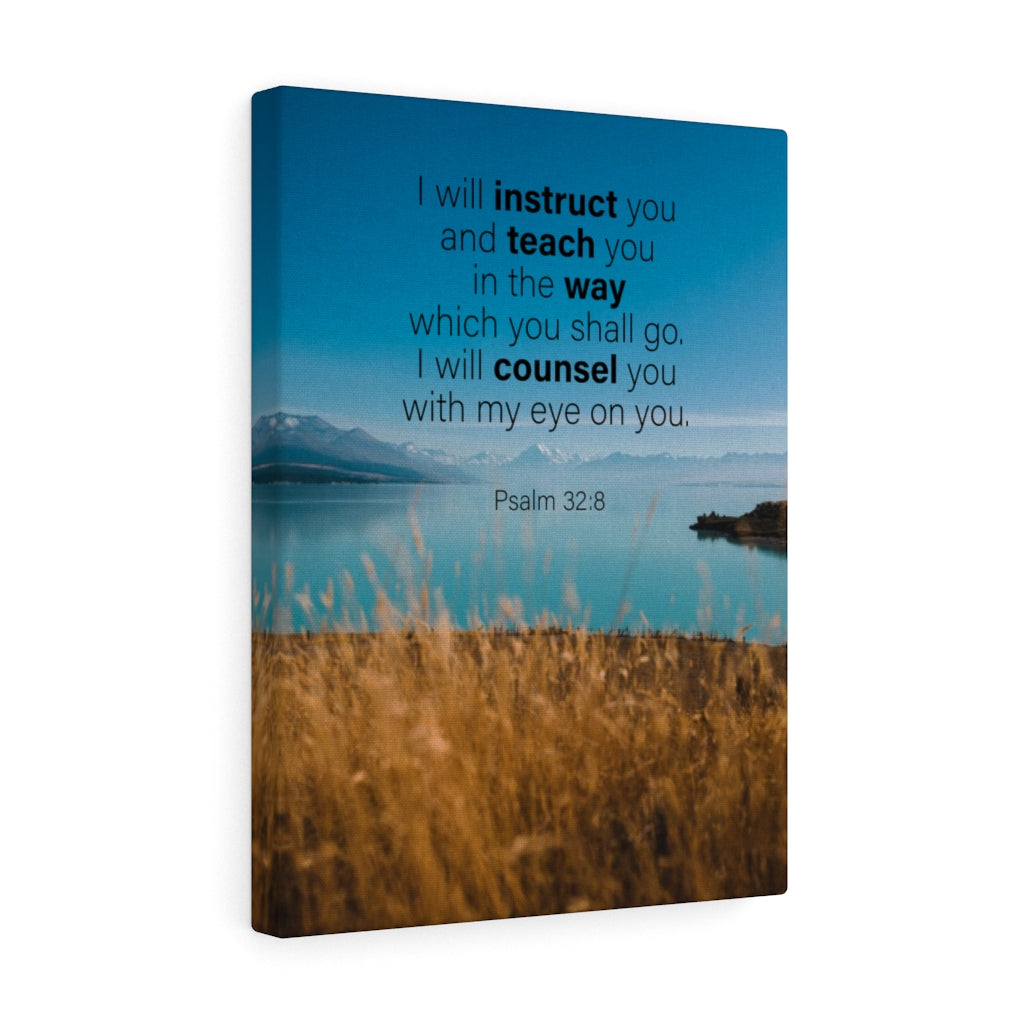 Scripture Walls God's Instruction Psalm 32:8 Bible Verse Canvas Christian Wall Art Ready to Hang Unframed-Express Your Love Gifts