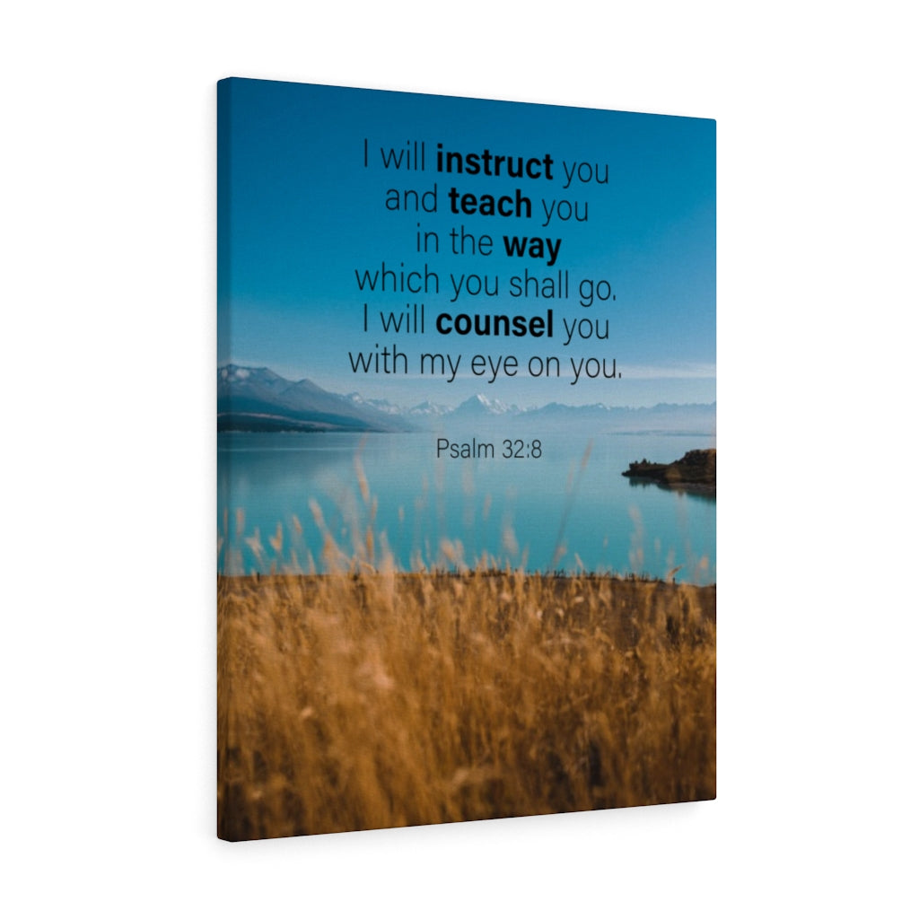 Scripture Walls God's Instruction Psalm 32:8 Bible Verse Canvas Christian Wall Art Ready to Hang Unframed-Express Your Love Gifts