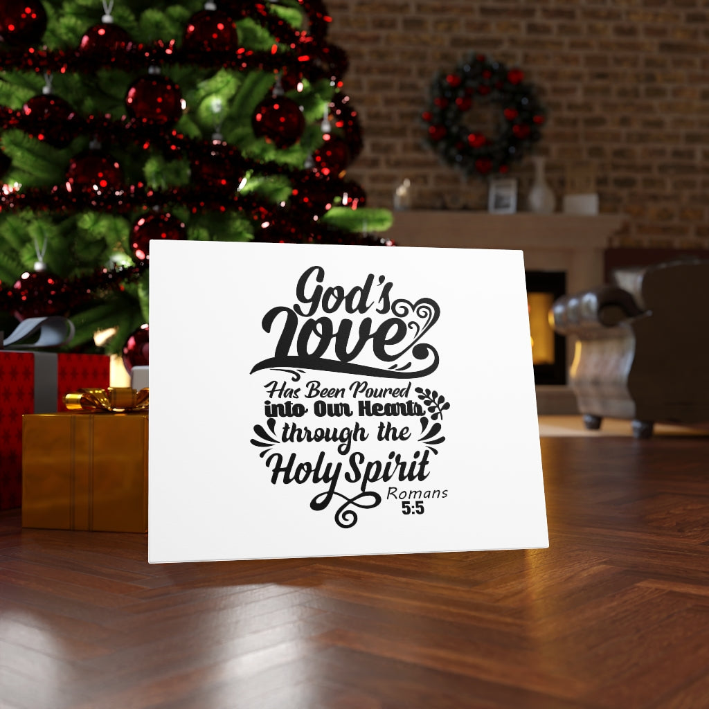 Scripture Walls God's Love Into Our Hearts Romans 5:5 Bible Verse Canvas Christian Wall Art Ready to Hang Unframed-Express Your Love Gifts