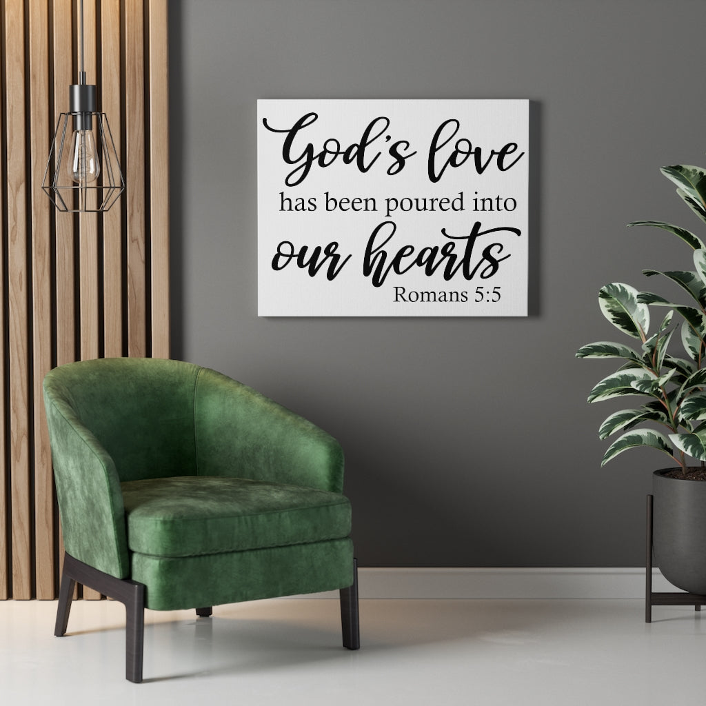 Scripture Walls God's Love Romans 5:5 Bible Verse Canvas Christian Wall Art Ready to Hang Unframed-Express Your Love Gifts