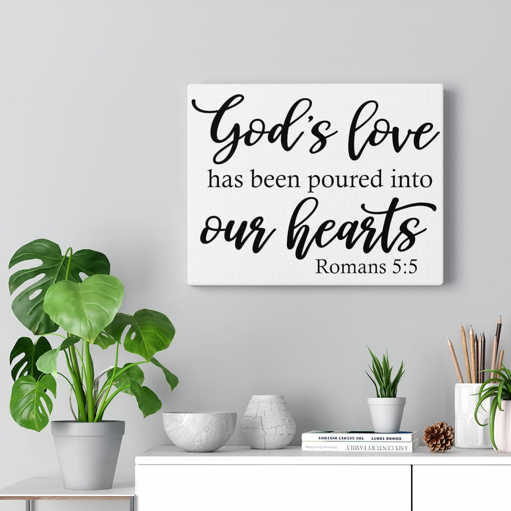 Scripture Walls God's Love Romans 5:5 Bible Verse Canvas Christian Wall Art Ready to Hang Unframed-Express Your Love Gifts